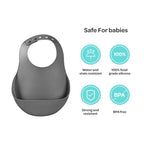 Beaba Silicone Waterproof Baby Feeding Bib with Food Catcher Pocket, BPA-Free, Easy to Clean, 4M+