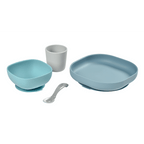 Beaba Silicone 4 Piece Baby Meal Set – Suction Plate, Suction Bowl, Anti-Slip Cup & 2nd Stage Spoon, Non-Slip, Unbreakable, Easy to Clean, BPA-Free Baby Feeding Set for Mess-Free Mealtime Essentials, 4M+