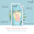 Windmill Baby Natural Bottle & Dish Wash Bottle & Refill Pack Combo - 2 x 450ml