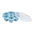 Beaba Silicone Multiportion Tray with Airtight Lid for Baby Food Storage - Ideal Container for Storing Snacks & Baby Meals, Easy Grip, Freezer & Microwave Safe, 6 Servings of 90ml Each