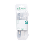 Beaba 1st Stage Silicone Spoon - Set of 2, Baby Led Weaning Self Feeding Training Spoon with Ultra Soft Tip, Gum Friendly, Ergonomic Handles, BPA Free, 4m+