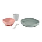 Beaba Silicone 4 Piece Baby Meal Set – Suction Plate, Suction Bowl, Anti-Slip Cup & 2nd Stage Spoon, Non-Slip, Unbreakable, Easy to Clean, BPA-Free Baby Feeding Set for Mess-Free Mealtime Essentials, 4M+