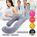 Momcozy Maternity Accessory G Shaped Cooling Fabric Pregnancy Pillow Grey