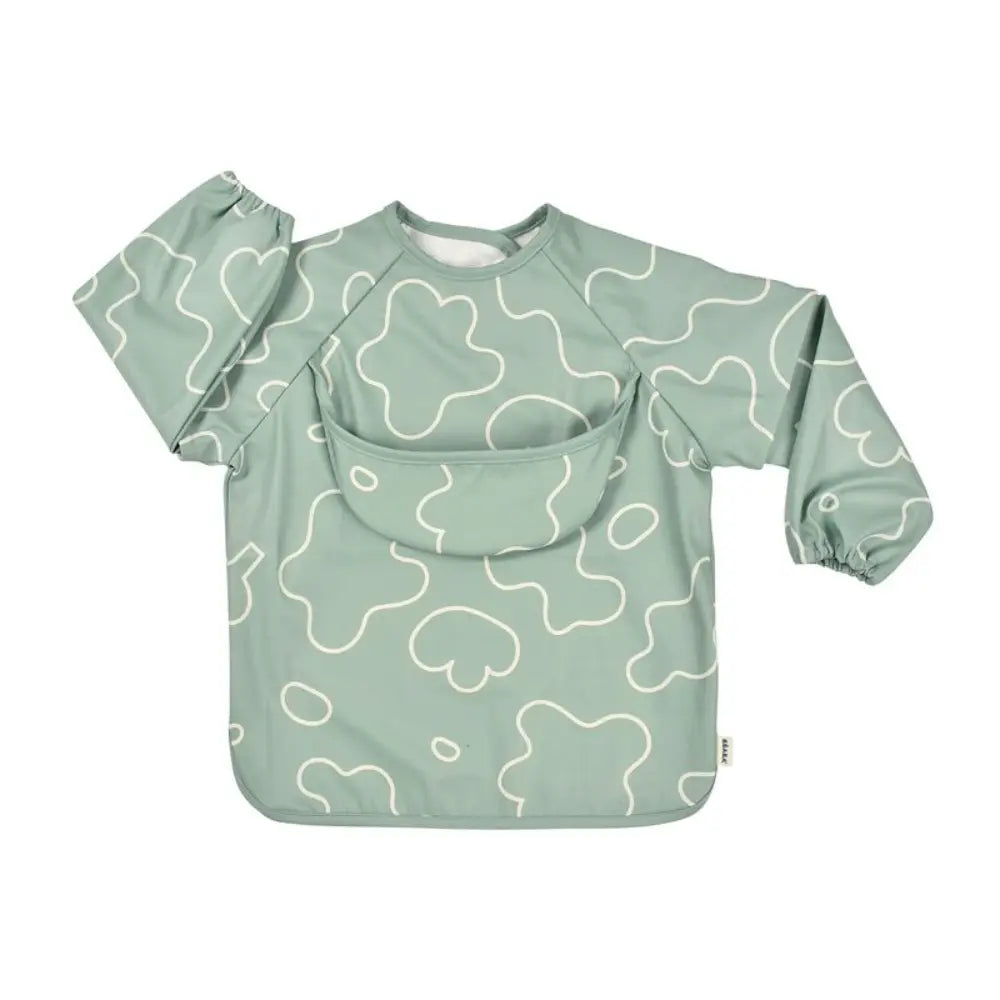 Beaba 2-in-1 Waterproof Bib with Detachable Sleeves, Foldable Food Catcher Pocket, Adjustable Snap Fit & Elastic Cuffs, Soft & Easy-Clean Bib for Feeding & Activities, 4M+