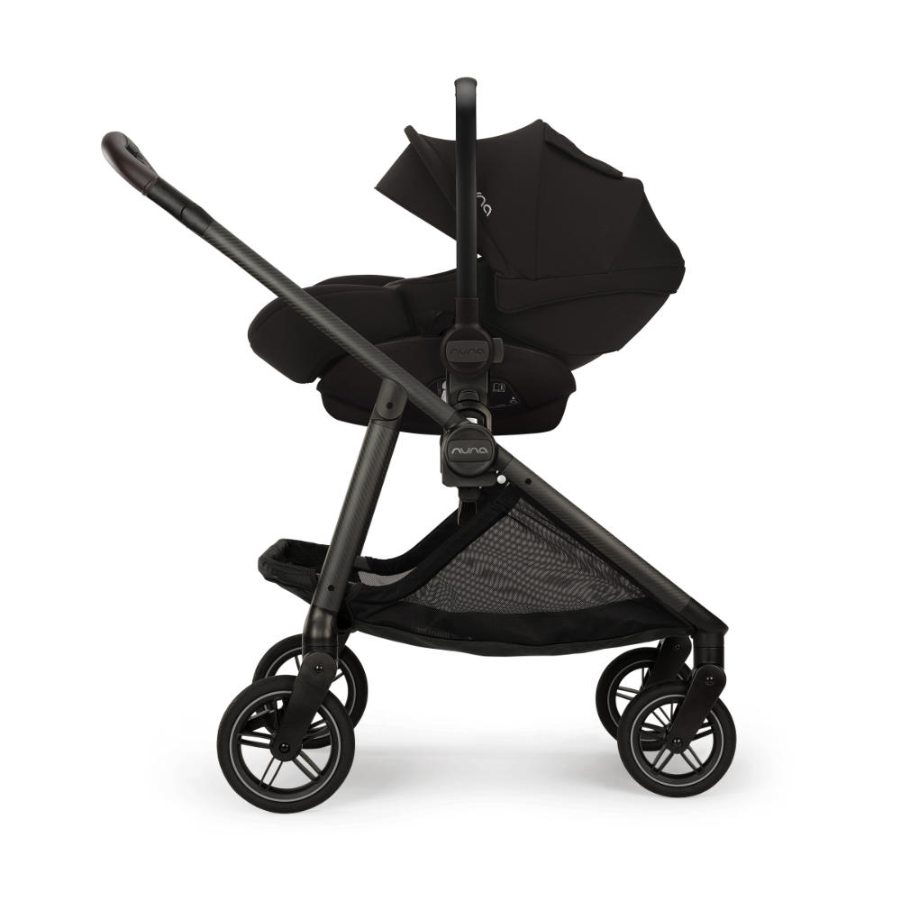 Nuna Swiv Baby Stroller-All Wheel 360 Degree Rotation-3 Positions Adjustable Parent Handle Bar-One Hand Fold-Travel System Compatible-Includes Rain Cover, Travel bag, Post Adaptors-2 Years Warranty-For 0 to 4Y (Upto 22 Kg)-Caviar