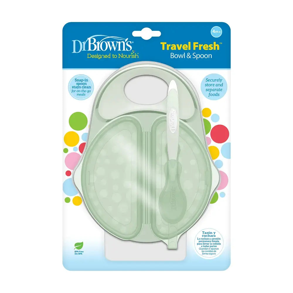 Dr. Brown’s Travel Fresh Bowl and Spoon - Light Green -1 Pack