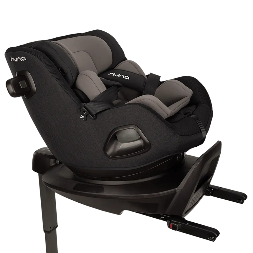 Nuna PRUU Aire Infant Car Seat|Convertible (Forward & Rear Facing)|360 Degrees Rotation with Base|Retractabe Sun Canopy|Moisture Absorbing Airy Mesh|5 Positions Recline In Both Mode|For 0 to 4Y|Upto 19 Kg - Caviar