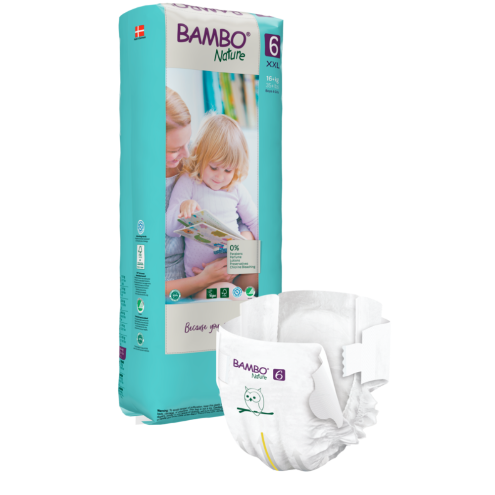 Bambo Nature Premium Baby Tape Diapers for Babies, XXL Size (16+ Kgs), Super Absorbent, Breathable, Extra Soft, Dermatologically Tested, Hypoallergenic Infant Nappies With Wetness Indicator