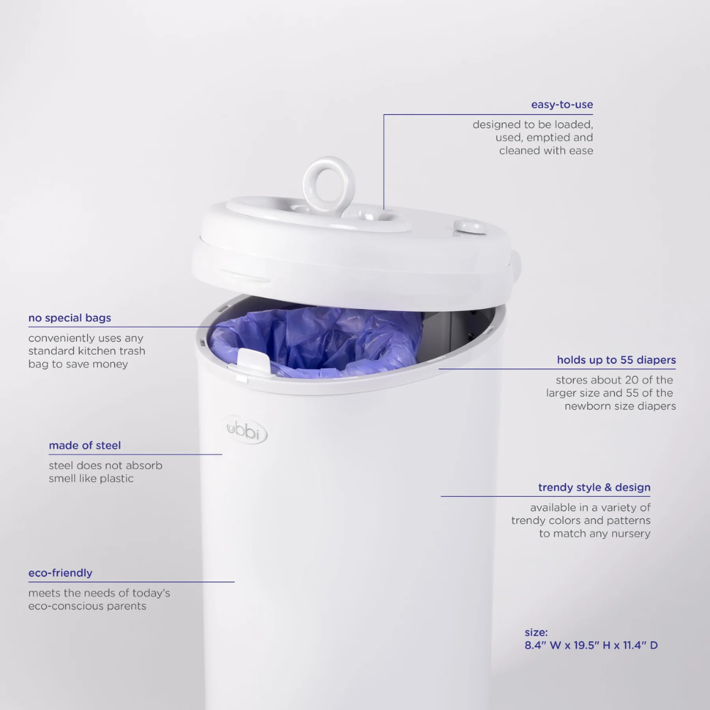 Ubbi Steel Odor Locking Diaper Pail - Oat Milk