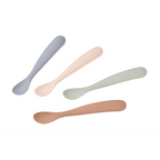 Beaba 1st Stage Silicone Spoon - Set of 4, Baby Led Weaning Self Feeding Training Spoon with Ultra Soft Tip, Gum Friendly, Ergonomic Handles, BPA Free, Natural, 4m+