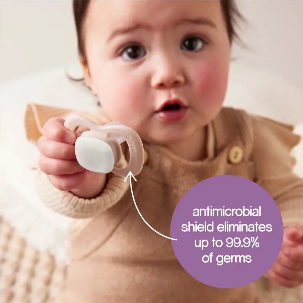 B.Box Pacifier GLOW Silicone Twin Pack | Ergonomic Teat & Shield, Hygienic Cap - Size 1