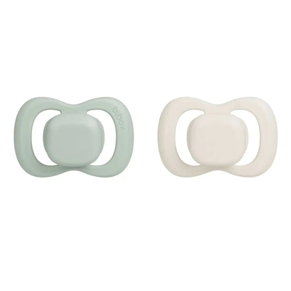 B.Box Pacifier GLOW Silicone Twin Pack | Ergonomic Teat & Shield, Hygienic Cap - Size 1