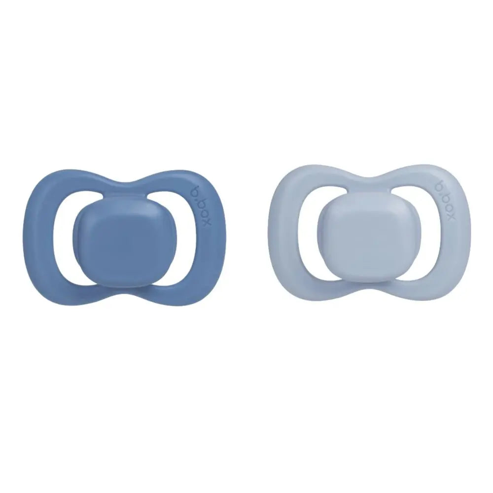 B.Box Pacifier GLOW Silicone Twin Pack | Ergonomic Teat & Shield, Hygienic Cap - Size 2