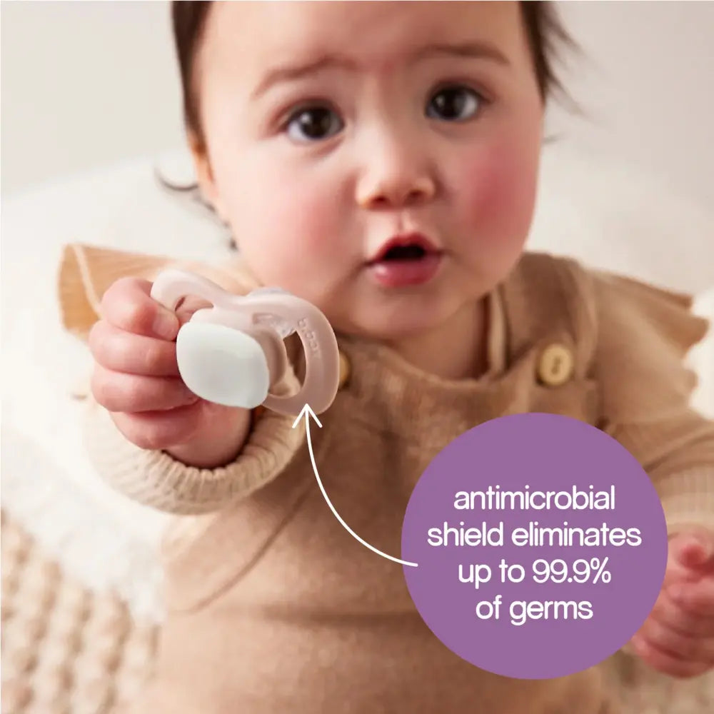 B.Box Pacifier GLOW Silicone Twin Pack | Ergonomic Teat & Shield, Hygienic Cap - Size 1