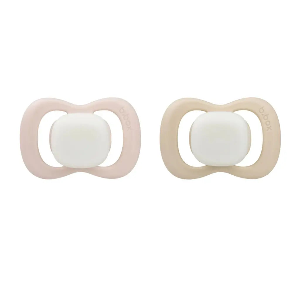 B.Box Pacifier GLOW Silicone Twin Pack | Ergonomic Teat & Shield, Hygienic Cap - Size 2
