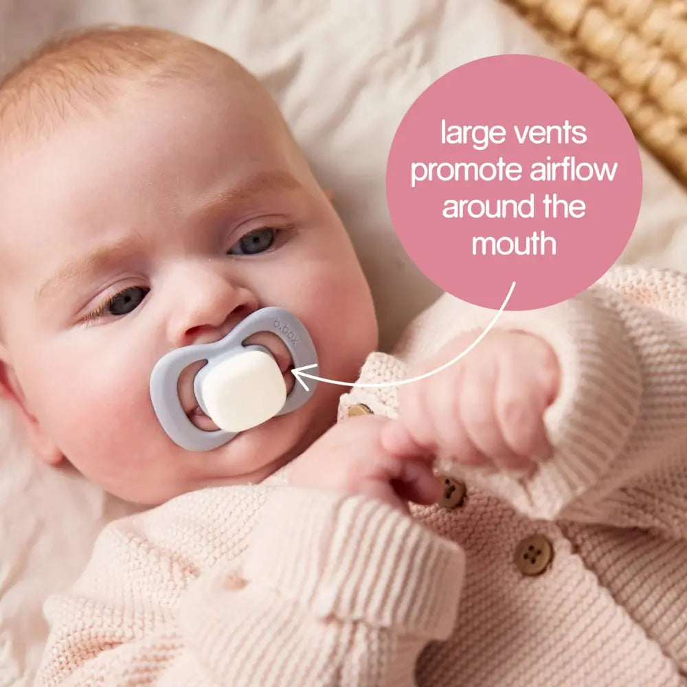 B.Box Pacifier GLOW Silicone Twin Pack | Ergonomic Teat & Shield, Hygienic Cap - Size 2