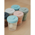 Beaba Food Storage Set - Airtight Interlocking Stackable Containers for Baby & Toddler Meals with Graduation Scale, Leakproof, Microwave & Freezer Safe, Travel Friendly, 250ML, Set of 6, Multicolor