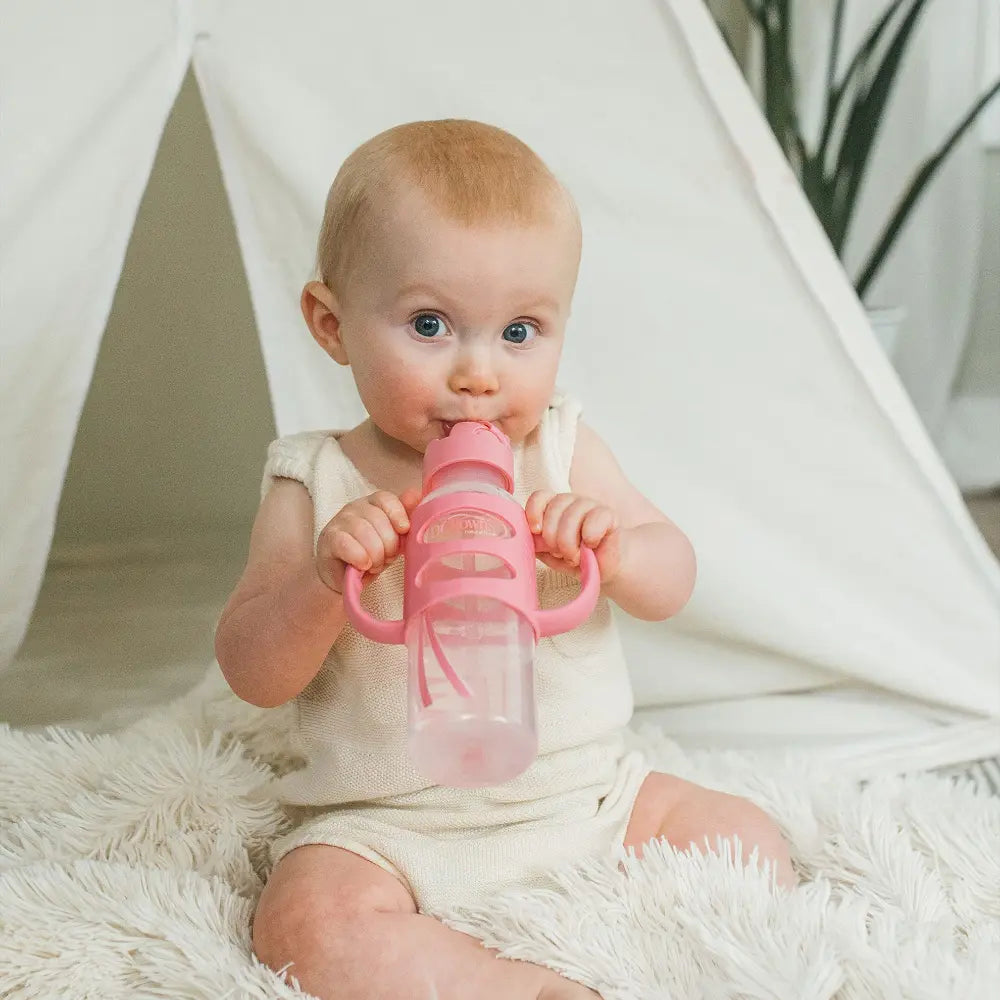 Dr. Brown's 8 oz/250 mL Narrow Sippy Spout Bottle w/ Silicone Handles - Light Pink 1-Pack