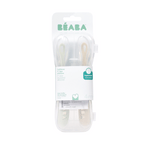 Beaba 1st Stage Silicone Spoon - Set of 2, Baby Led Weaning Self Feeding Training Spoon with Ultra Soft Tip, Gum Friendly, Ergonomic Handles, BPA Free, 4m+