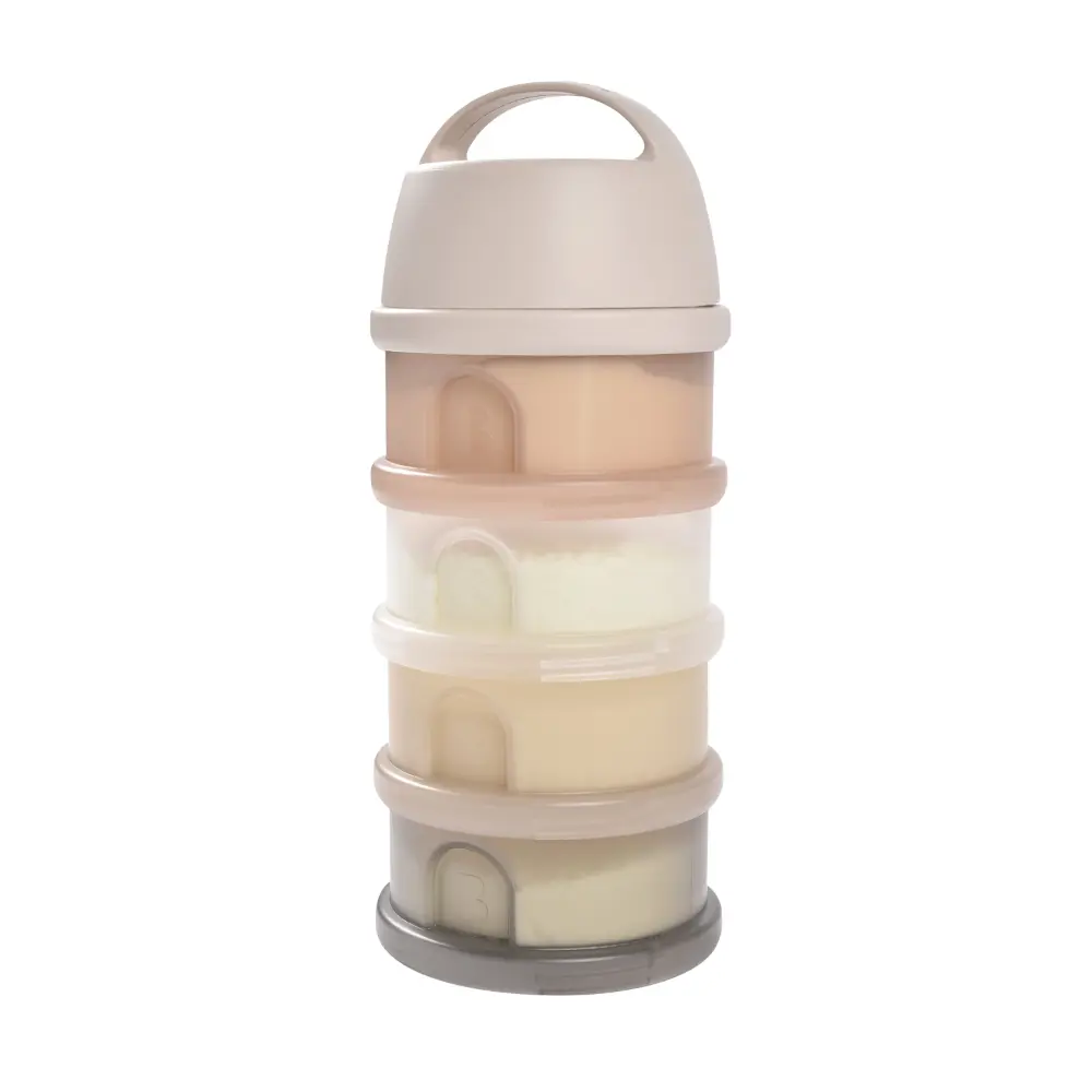 Beaba Stacked Formula Container - Airtight Multifunctional Storage Container for Storing Milk Powder and Baby Food, 4 Interchangeable Compartments, Microwave Safe, Travel Friendly