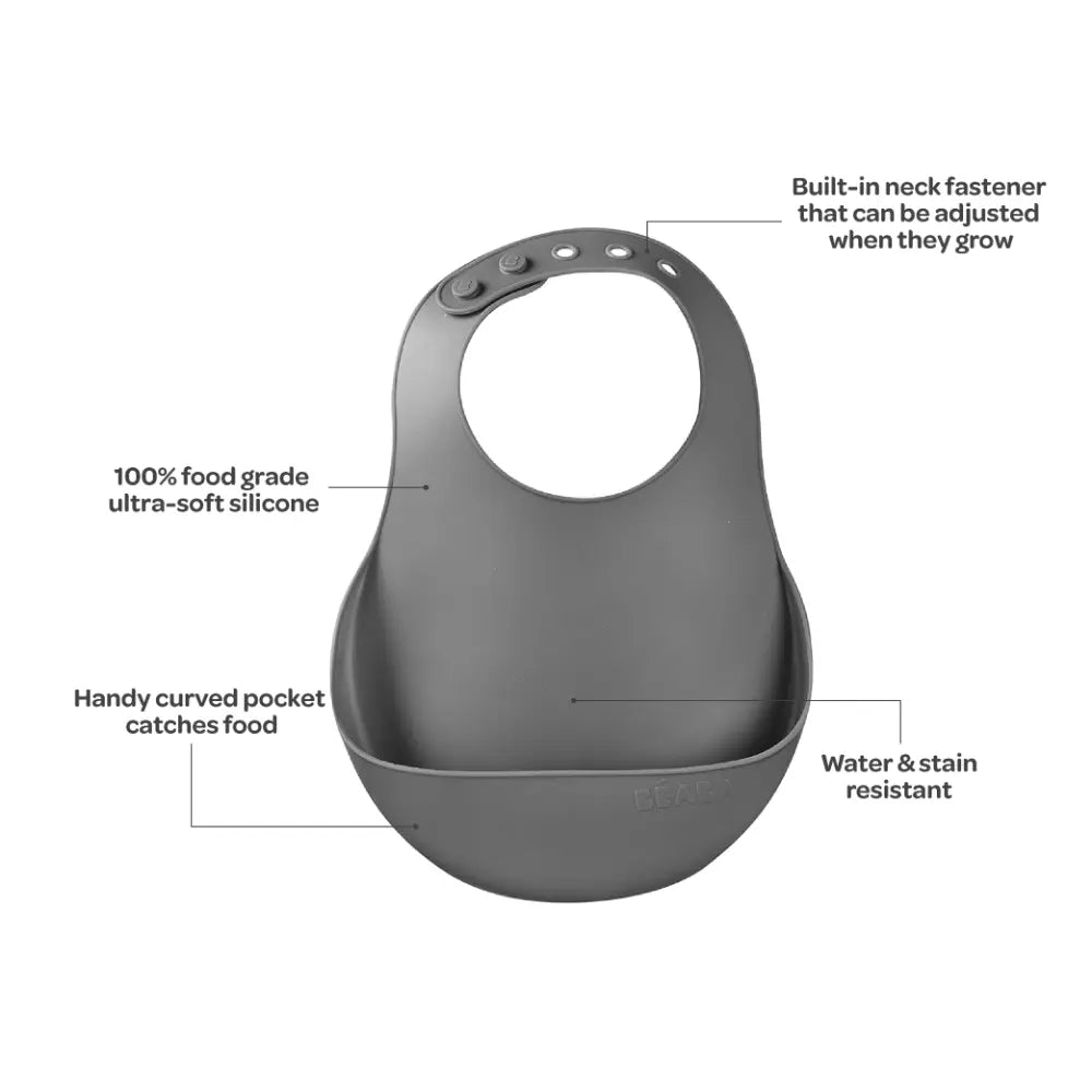 Beaba Silicone Waterproof Baby Feeding Bib with Food Catcher Pocket, BPA-Free, Easy to Clean, 4M+