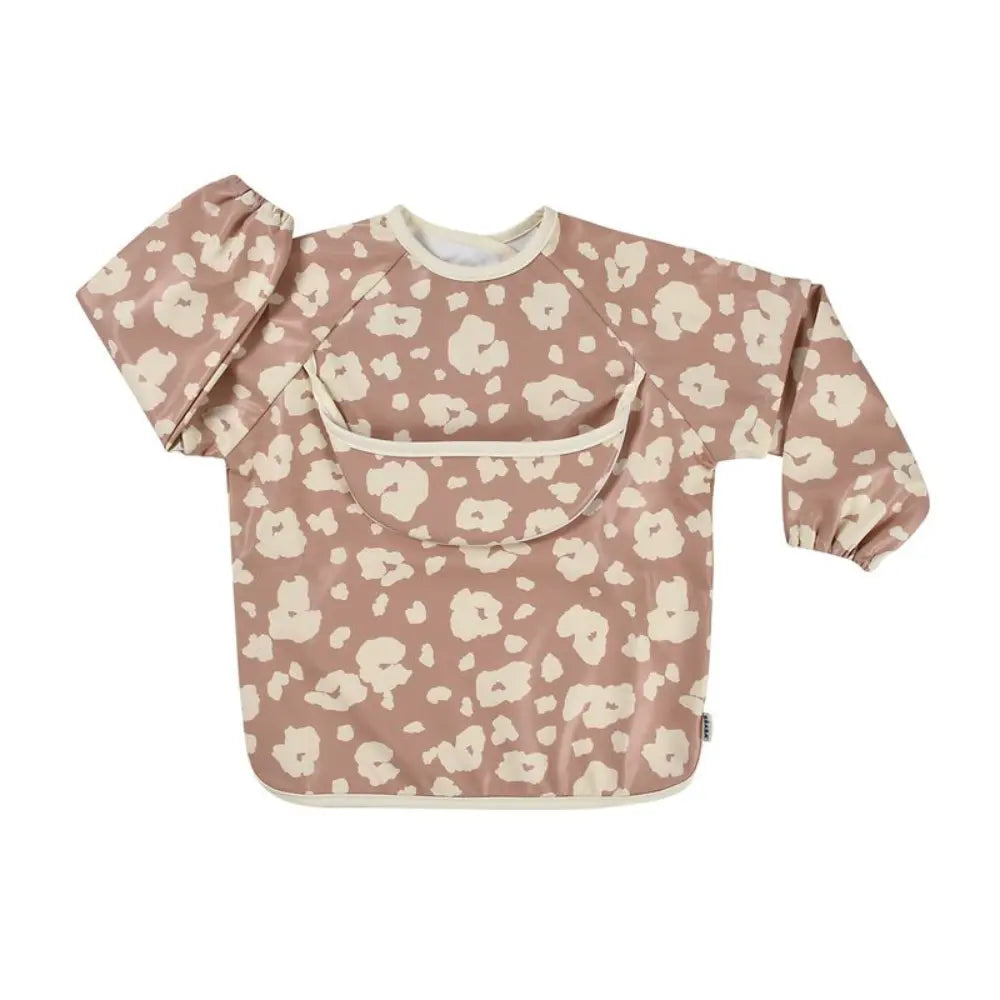 Beaba 2-in-1 Waterproof Bib with Detachable Sleeves, Foldable Food Catcher Pocket, Adjustable Snap Fit & Elastic Cuffs, Soft & Easy-Clean Bib for Feeding & Activities, 4M+