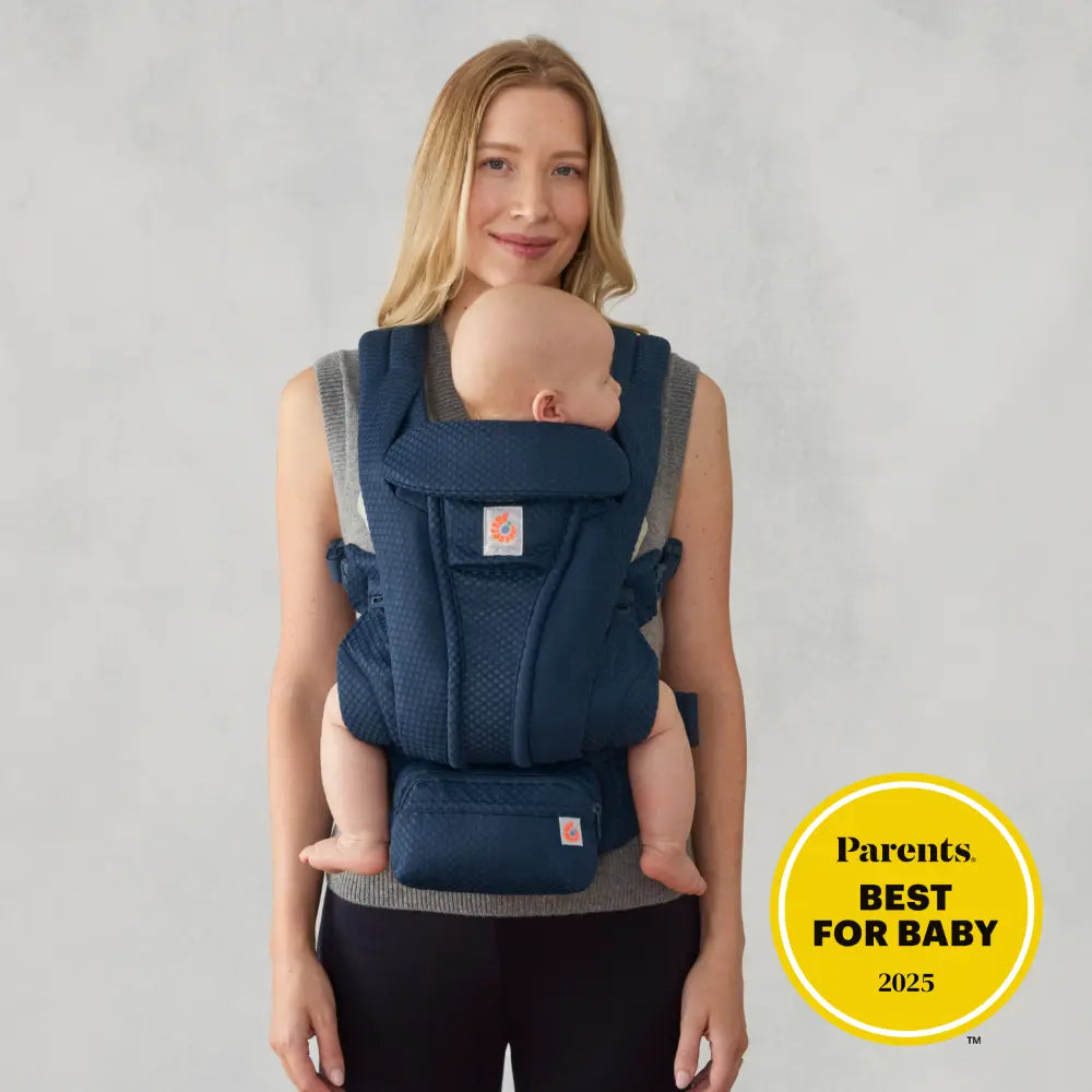 Ergobaby Omni Deluxe Baby Carrier, Lightweight Breathable Soft Mesh, Enhanced Lumbar Support, Adjustable Waistbelt & Cross Straps, Privacy Hood, 4 Carry Positions, 6 Storage Pockets, 3-20Kgs, 0-4 years, Midnight  Blue