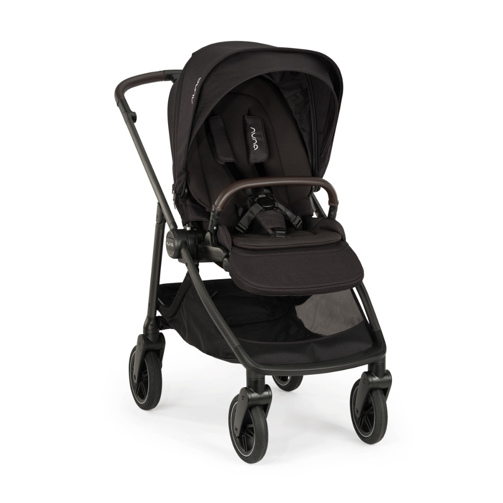 Nuna Swiv Baby Stroller-All Wheel 360 Degree Rotation-3 Positions Adjustable Parent Handle Bar-One Hand Fold-Travel System Compatible-Includes Rain Cover, Travel bag, Post Adaptors-2 Years Warranty-For 0 to 4Y (Upto 22 Kg)-Caviar