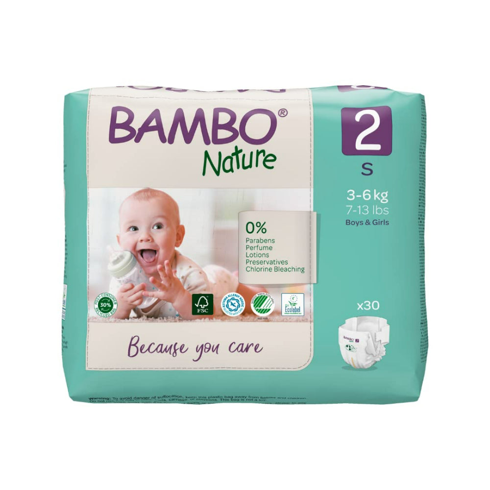 Bambo Nature Monthly Box - Premium Baby Tape Diapers for Babies, Super Absorbent, Breathable, Extra Soft, Dermatologically Tested, Hypoallergenic Infant Nappies With Wetness Indicator