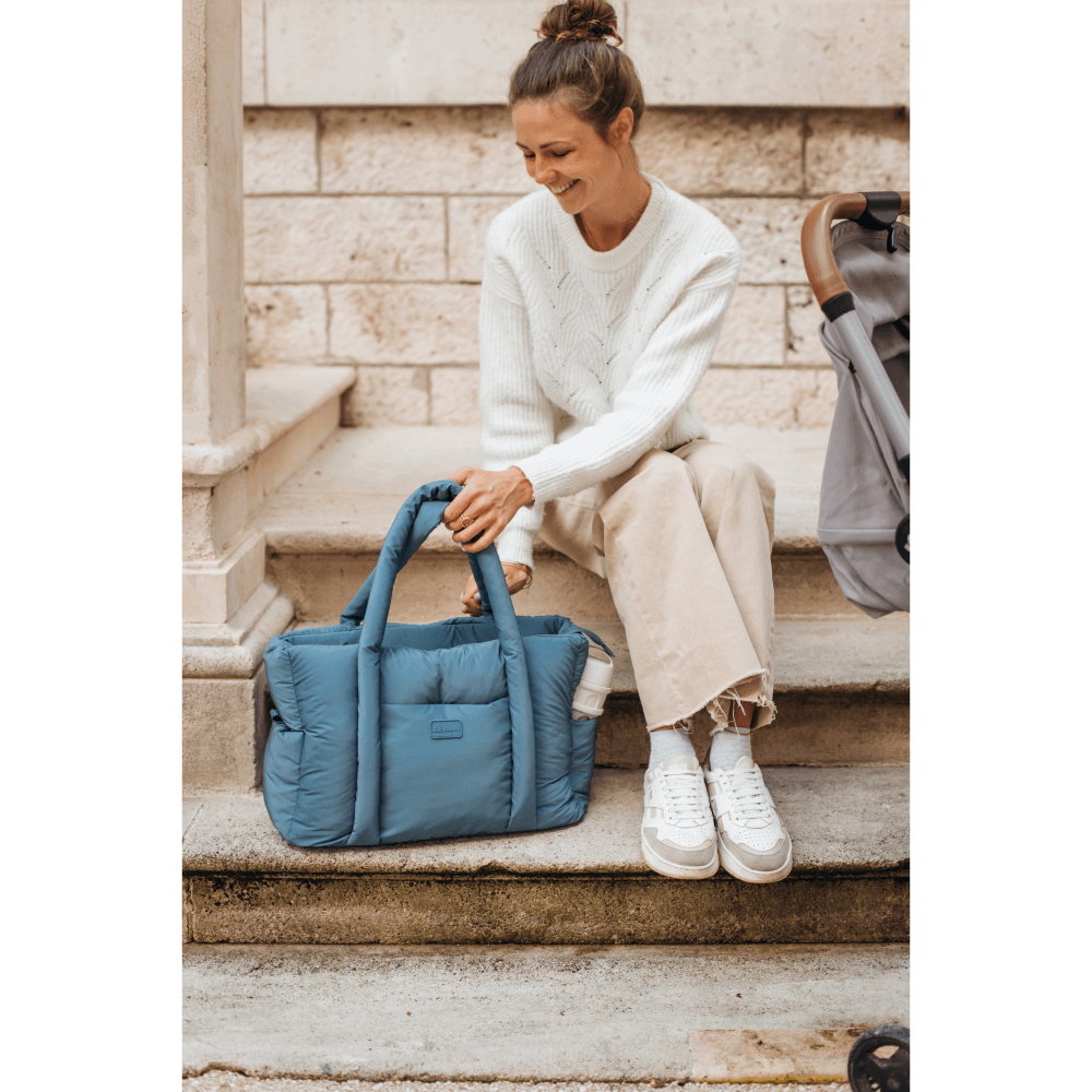 Beaba Paris Puffer Baby Diaper Bag – Multifunctional Travel baby Bag with Large Capacity, Multi-Pocket Organizer with Changing Pad, Insulated Bottle Pouch & Stroller Clips – Ideal for Moms & Dads On the Go
