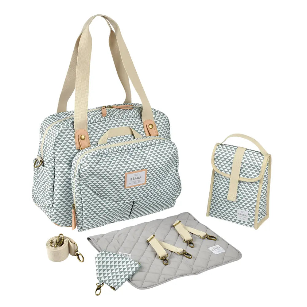 Beaba Geneva Baby Diaper Bag – Multifunctional Travel baby Bag with Large Capacity, Multi-Pocket Organizer with Changing Pad, Insulated Bottle Pouch, Pacifier Pouch & Stroller Clips, Ideal for Moms & Dads On the Go