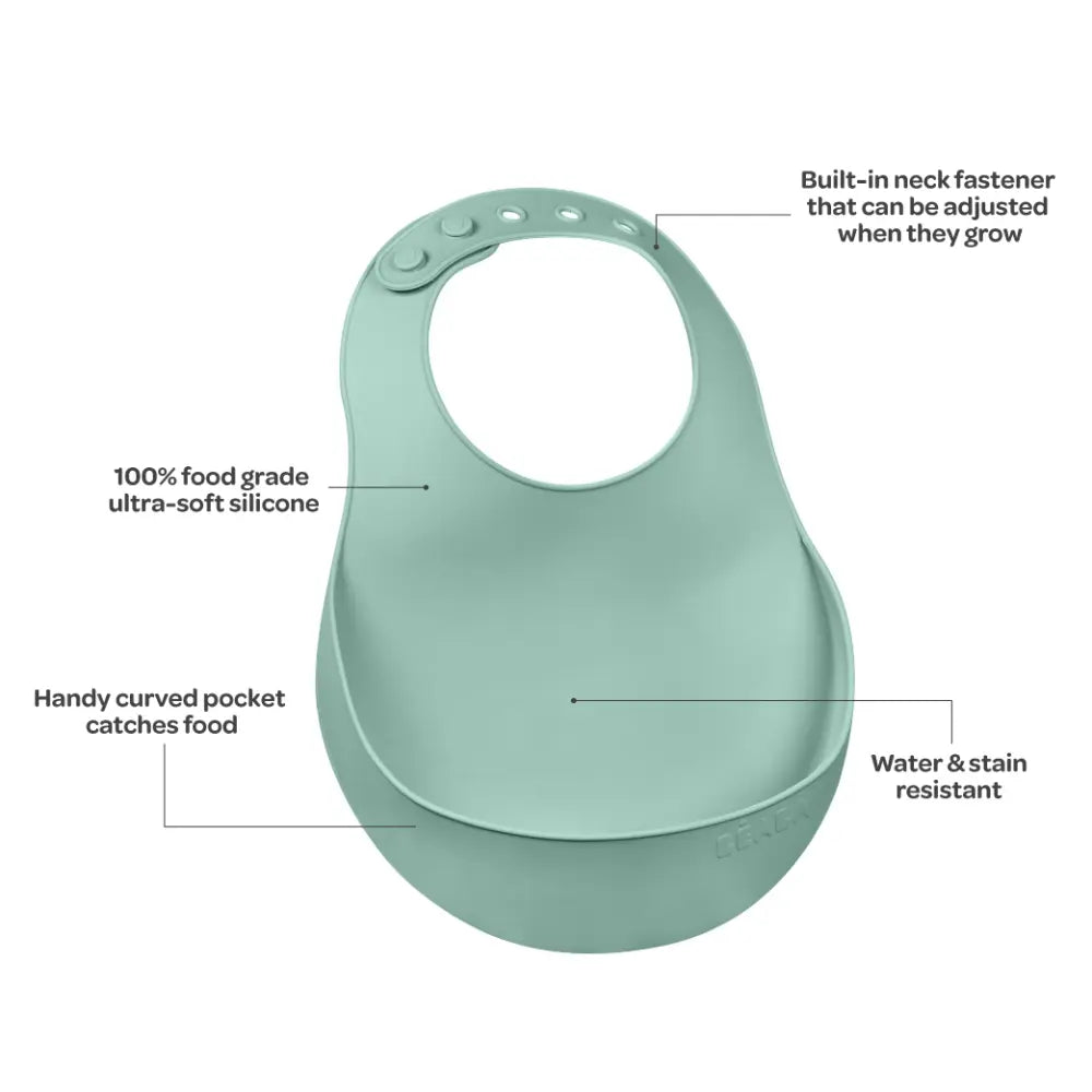 Beaba Silicone Waterproof Baby Feeding Bib with Food Catcher Pocket, BPA-Free, Easy to Clean, 4M+