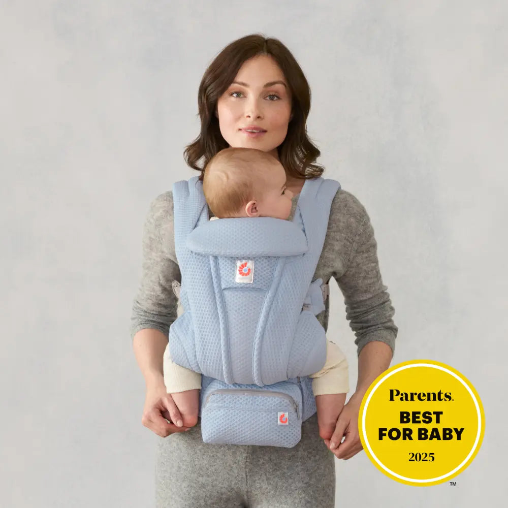 Ergobaby Omni Deluxe Baby Carrier, Lightweight Breathable Soft Mesh, Enhanced Lumbar Support, Adjustable Waistbelt & Cross Straps, Privacy Hood, 4 Carry Positions, 6 Storage Pockets, 3-20Kgs, 0- 4 years, Serene Blue