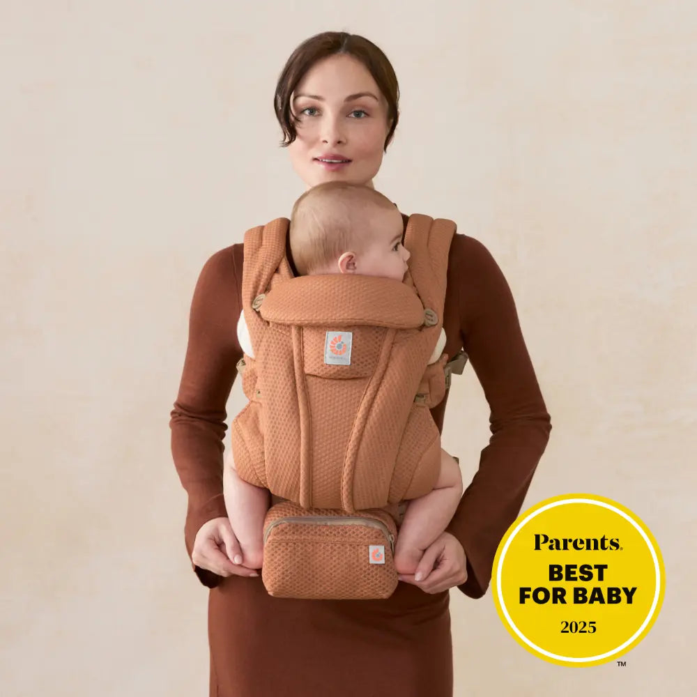 Ergobaby Omni Deluxe Baby Carrier, Lightweight Breathable Soft Mesh, Enhanced Lumbar Support, Adjustable Waistbelt & Cross Straps, Privacy Hood, 4 Carry Positions, 6 Storage Pockets, 3-20Kgs, 0- 4 years ,Canyon Clay