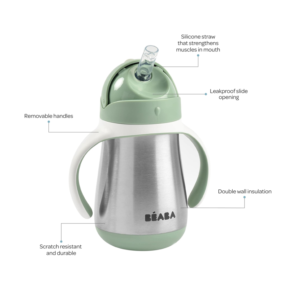 Beaba Stainless Steel Straw Cup - 250 ml