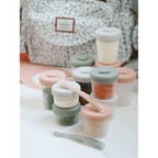 Beaba Expert Food Storage Set - Airtight Interlocking Containers for Baby & Toddler Meals with Graduation Scale, Microwave & Freezer Safe, Set of 14 (2 x 90ML, 4 x 150ML, 6 x 250ML & 2 Spoons)