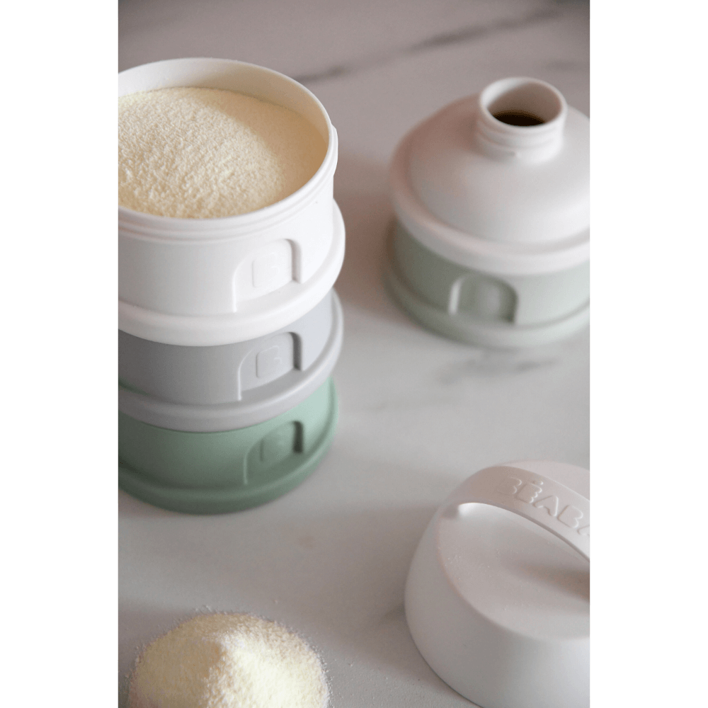 Beaba Stacked Formula Container - Airtight Multifunctional Storage Container for Storing Milk Powder and Baby Food, 4 Interchangeable Compartments, Microwave Safe, Travel Friendly