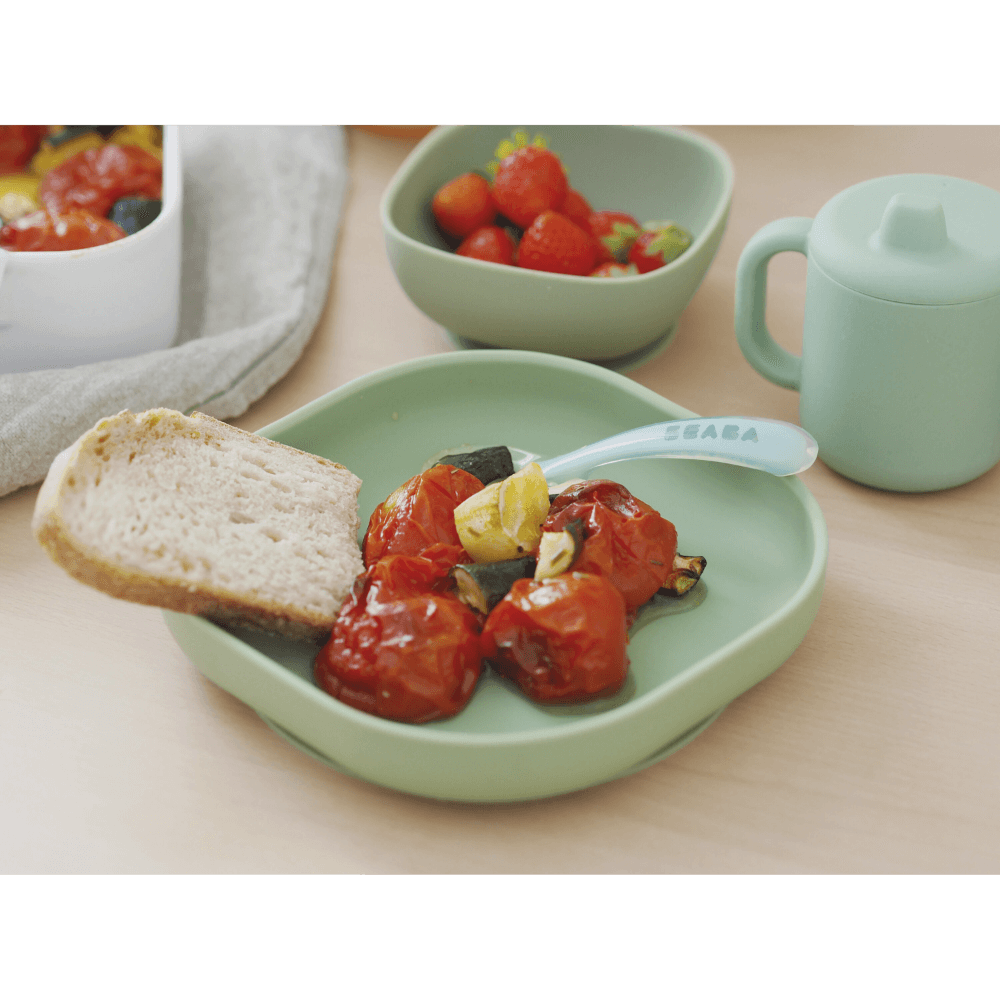 Beaba Silicone Suction Plate for Babies and Toddlers - Ergonomic Design, Non-Slip, Unbreakable, Dishwasher & Microwave Safe, Self Feeding Baby Plate, Easy to Clean, BPA-Free, Mealtime Essential, 4M+