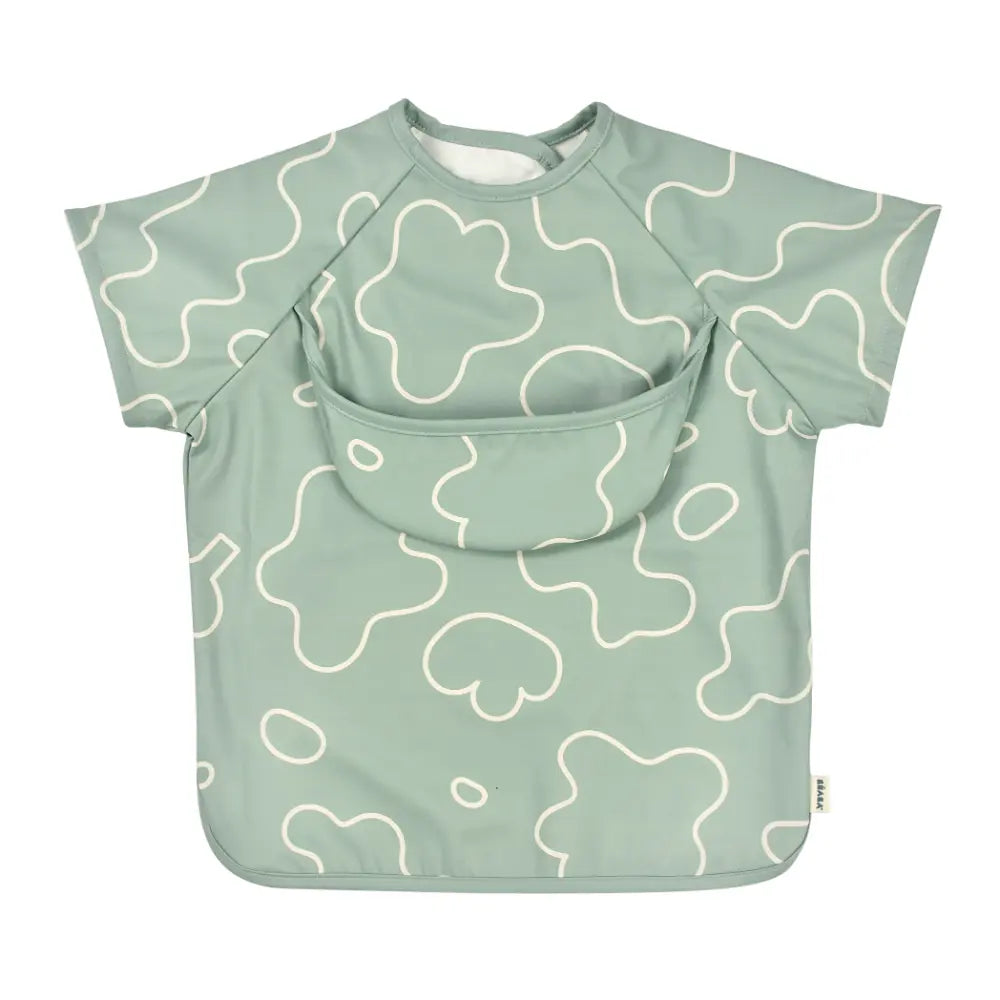 Beaba 2-in-1 Waterproof Bib with Detachable Sleeves, Foldable Food Catcher Pocket, Adjustable Snap Fit & Elastic Cuffs, Soft & Easy-Clean Bib for Feeding & Activities, 4M+