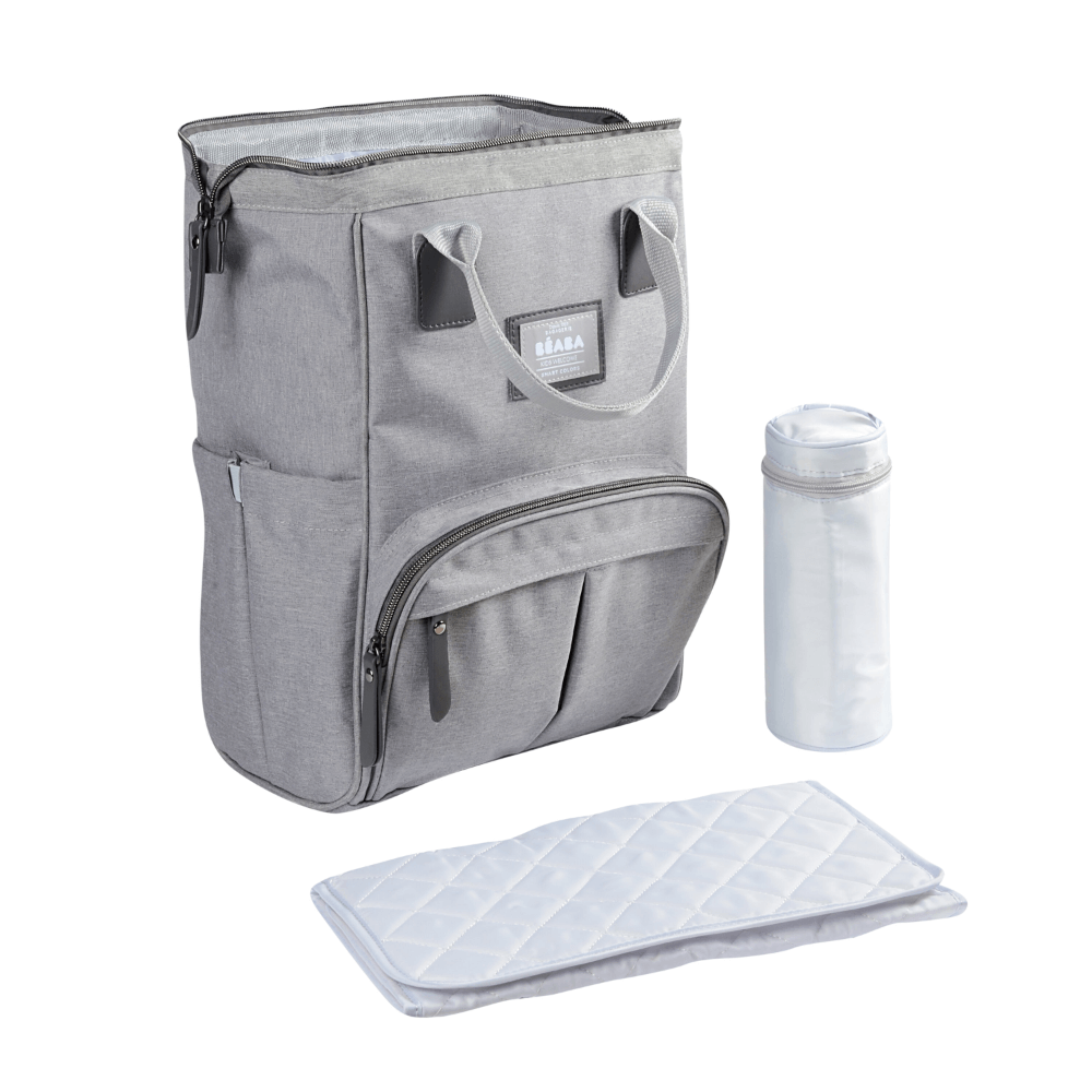 Beaba Wellington Diaper Bag – Stylish Backpack for Moms & Dads – Large Capacity Baby Bag with Changing Mat, Insulated Bottle Holder, Multiple Pockets, Durable, Water-Resistant – Travel & Everyday Use