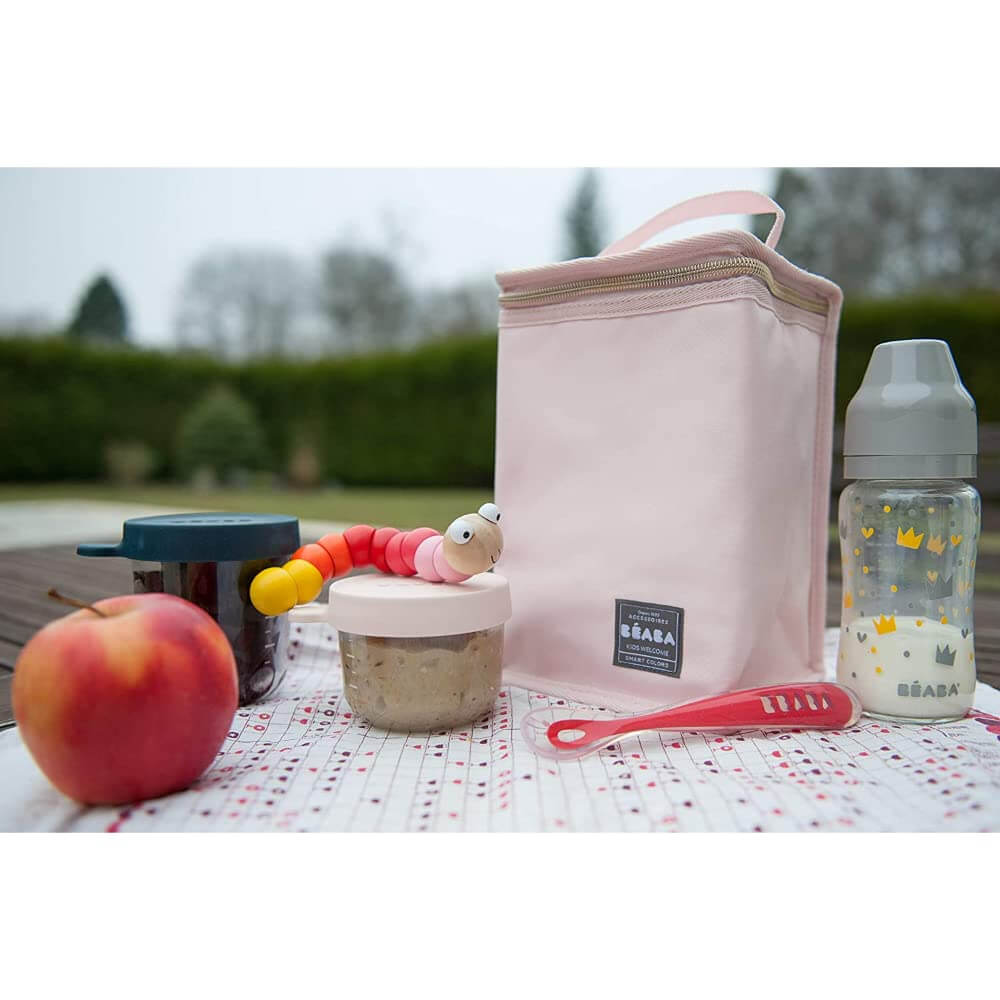 Beaba Glass Storage Container - Ideal Airtight Container for Storing Baby Snacks and Meals with Graduation Measuring Scale, Heat, Freeze, Sterilization, and Microwave Safe, 150ML