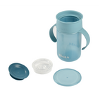 Beaba 360° Baby Learning Cup with Anti-Drip Disc, Patented Anti-Leak System, Dual handle & Spillproof Sippy Cup for Toddlers, Lightweight & Easy Grip Removable Handles, with Hygienic Lid, 340 ml, 12 Months+