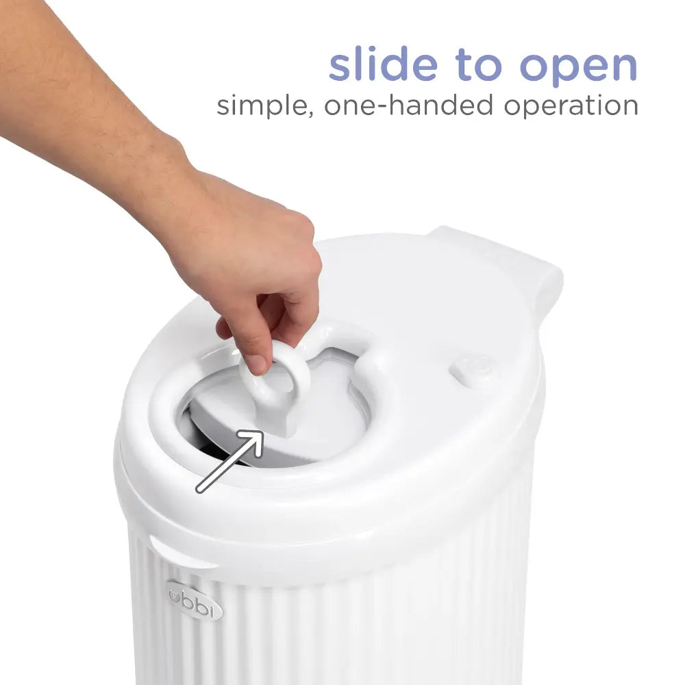 Ubbi Diaper Pail - Matte White, Fluted