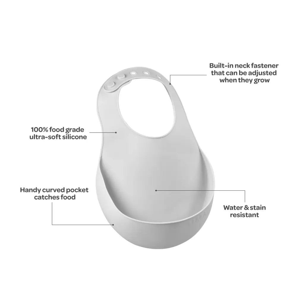 Beaba Silicone Waterproof Baby Feeding Bib with Food Catcher Pocket, BPA-Free, Easy to Clean, 4M+