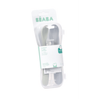 Beaba 1st Stage Soft Silicone Spoon - Set of 2, Baby Led Weaning Self Feeding Training Spoon with Ultra Soft Tip, Gum Friendly, Ergonomic Handles, Easy to clean, BPA Free, 4m+