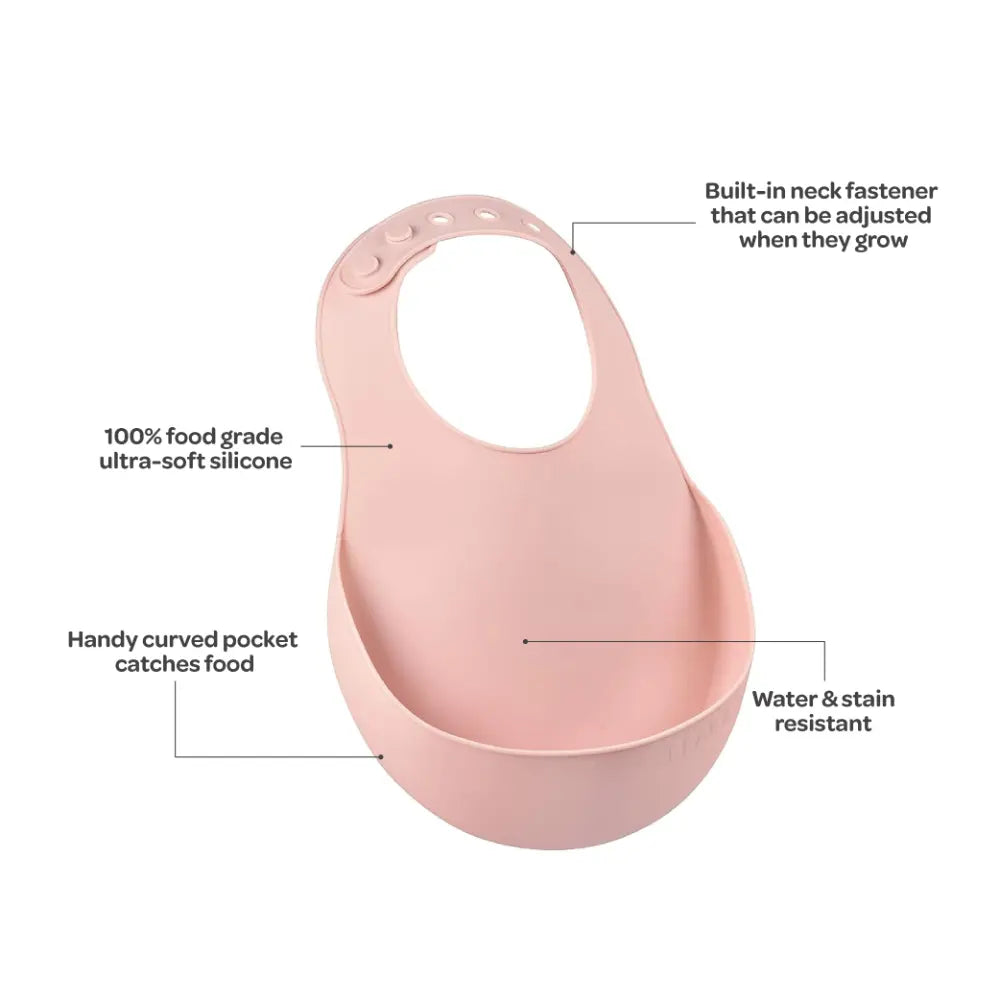 Beaba Silicone Waterproof Baby Feeding Bib with Food Catcher Pocket, BPA-Free, Easy to Clean, 4M+