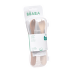 Beaba 1st Stage Soft Silicone Spoon - Set of 2, Baby Led Weaning Self Feeding Training Spoon with Ultra Soft Tip, Gum Friendly, Ergonomic Handles, Easy to clean, BPA Free, 4m+