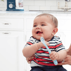 Beaba 1st Stage Silicone Spoon - Baby Led Weaning Self Feeding Training Spoon with Ultra Soft Tip, Gum Friendly, Ergonomic Handles, BPA Free, 4m+