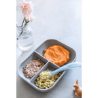 Beaba Silicone 2 Piece Meal Set – Suction Divided Plate & 2nd Stage Silicone Spoon, Non-Slip, Unbreakable, Easy to Clean, BPA-Free Baby Feeding Set for Mess-Free Mealtime Essentials, 4M+