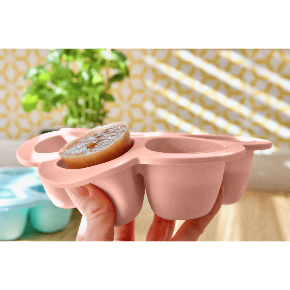Beaba Silicone Multiportion Tray with Airtight Lid for Baby Food Storage - Ideal Container for Storing Snacks & Baby Meals, Easy Grip, Freezer & Microwave Safe, 6 Servings of 90ml Each